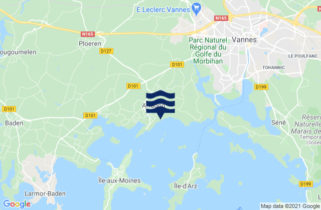 Arradon, Franceの潮見表地図