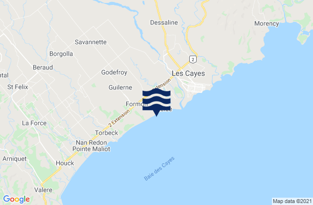 Arrondissement des Cayes, Haitiの潮見表地図