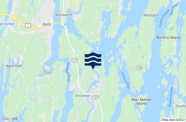Arrowsic Island, United Statesの潮見表地図