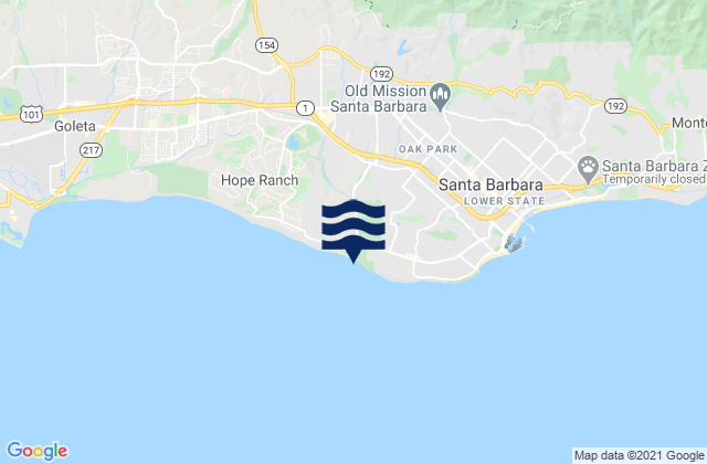 Arroyo Burro Beach, United Statesの潮見表地図