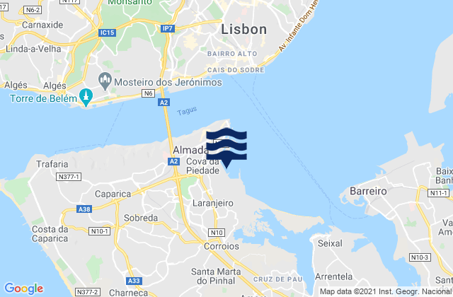 Arsenal do Alfeite, Portugalの潮見表地図