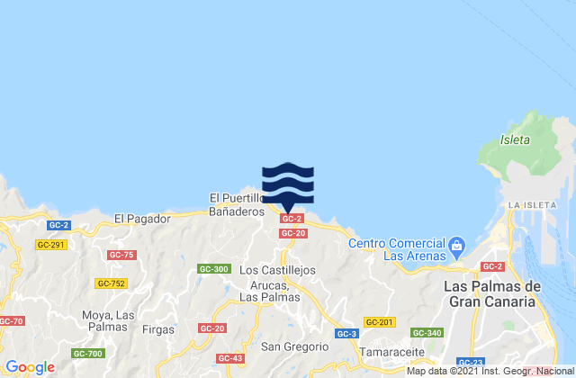 Arucas, Spainの潮見表地図