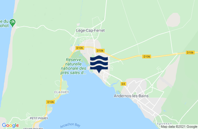 Arès, Franceの潮見表地図