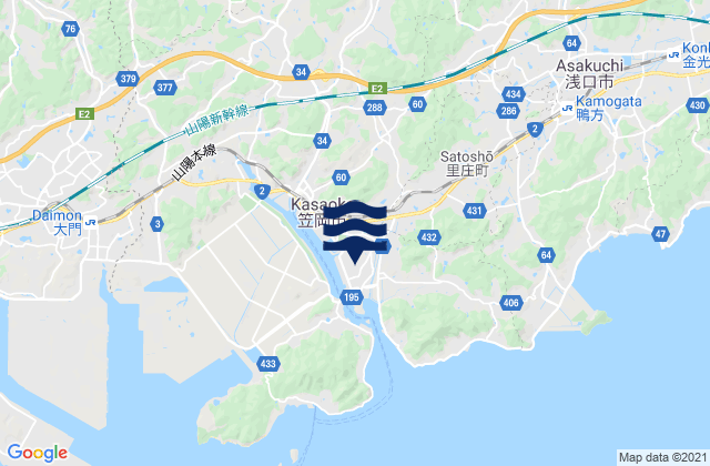 Asakuchi-gun, Japanの潮見表地図
