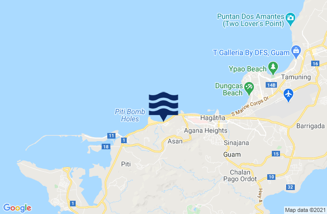 Asan-Maina Village, Guamの潮見表地図
