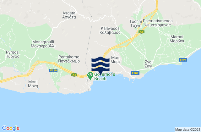 Asgáta, Cyprusの潮見表地図