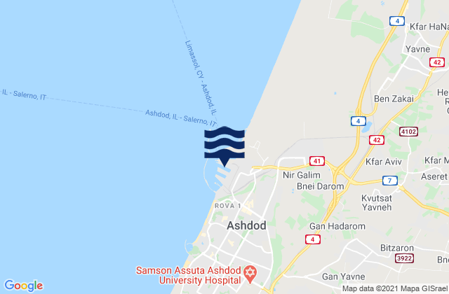 Ashdod -Hshover (Port), Israelの潮見表地図