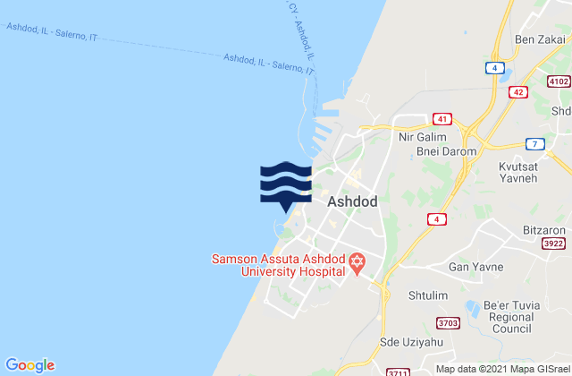 Ashdod, Israelの潮見表地図