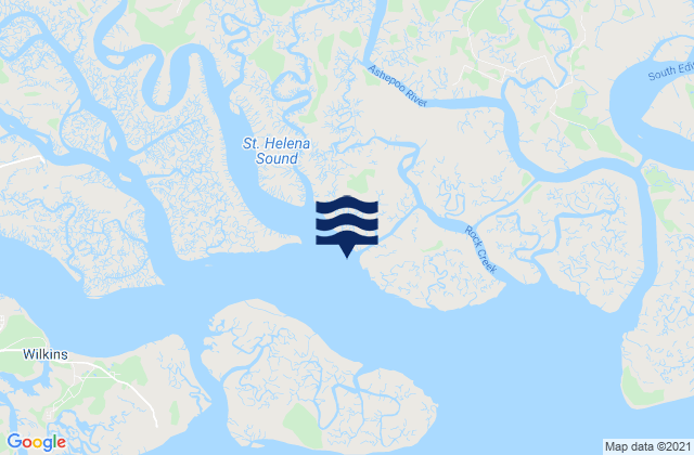 Ashe Island Cut SW of Coosaw River, United Statesの潮見表地図