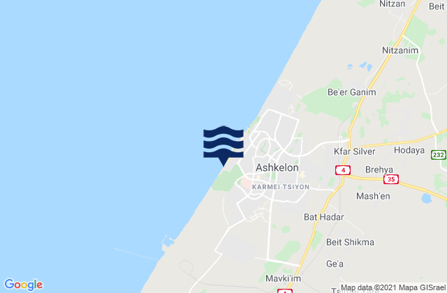 Ashkelon Shimshon, Israelの潮見表地図