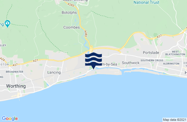 Ashurst, United Kingdomの潮見表地図
