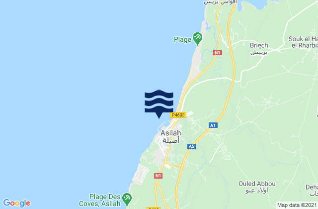 Asilah, Moroccoの潮見表地図
