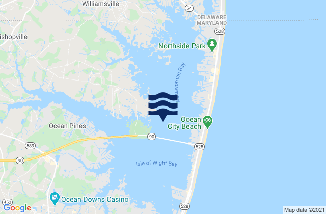 Assawoman Bay, United Statesの潮見表地図