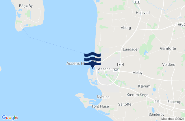 Assens, Denmarkの潮見表地図