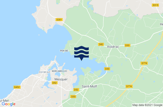 Assérac, Franceの潮見表地図