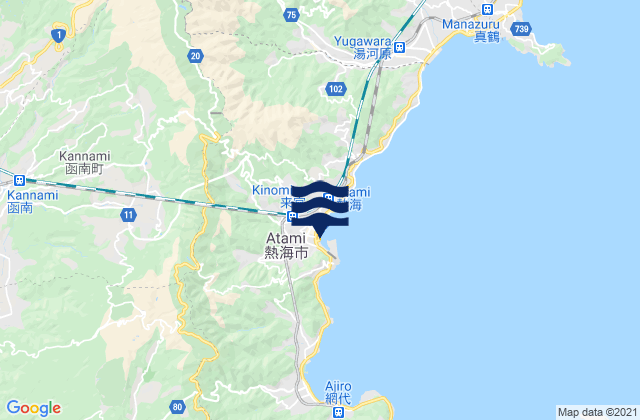 Atami, Japanの潮見表地図