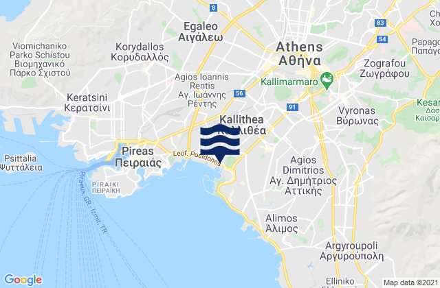Athens, Greeceの潮見表地図