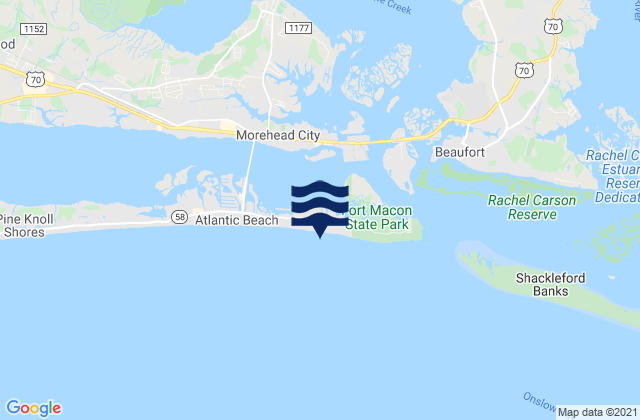 Atlantic Beach Triple S Pier, United Statesの潮見表地図