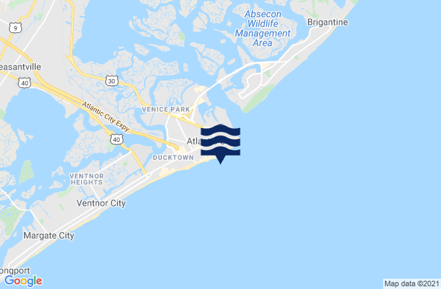 Atlantic City Ocean, United Statesの潮見表地図