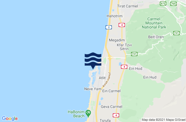 Atlit, Israelの潮見表地図