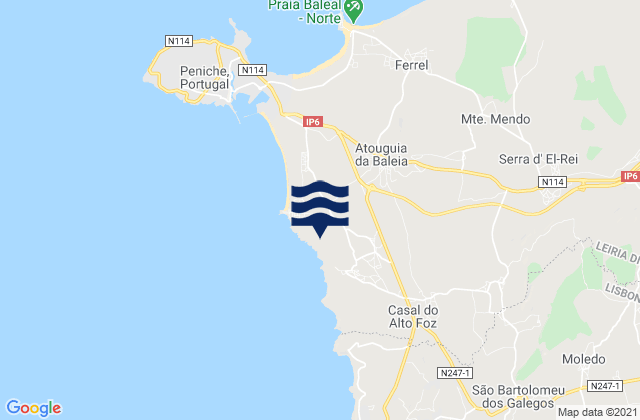 Atouguia da Baleia, Portugalの潮見表地図