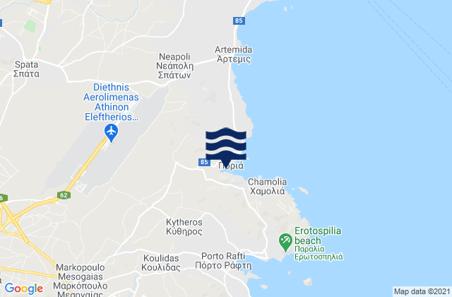 Attica, Greeceの潮見表地図