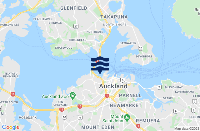 Auckland, New Zealandの潮見表地図