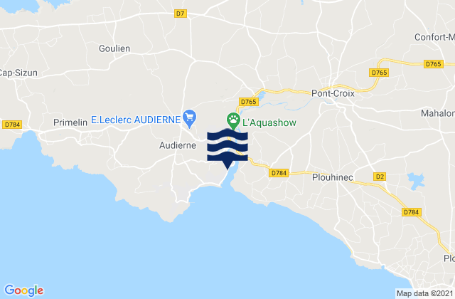 Audierne, Franceの潮見表地図