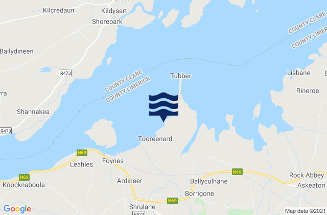 Aughinish Island, Irelandの潮見表地図