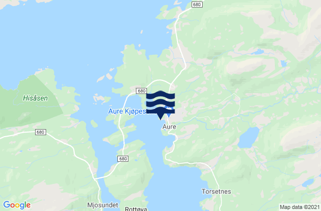 Aure, Norwayの潮見表地図