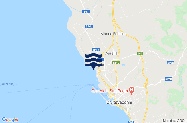 Aurelia, Italyの潮見表地図