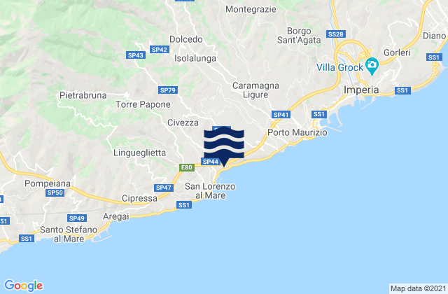 Aurigo, Italyの潮見表地図