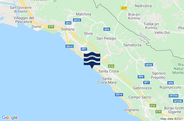 Aurisina, Italyの潮見表地図