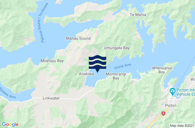 Aussie Bay, New Zealandの潮見表地図