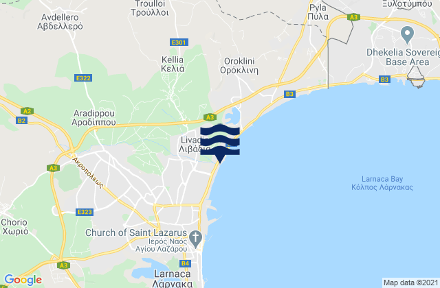 Avdelleró, Cyprusの潮見表地図