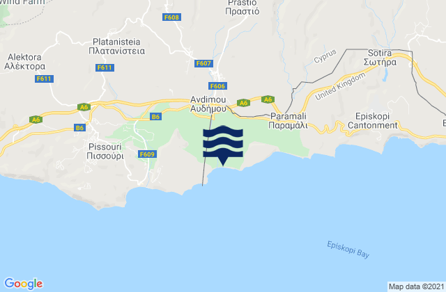 Avdímou, Cyprusの潮見表地図