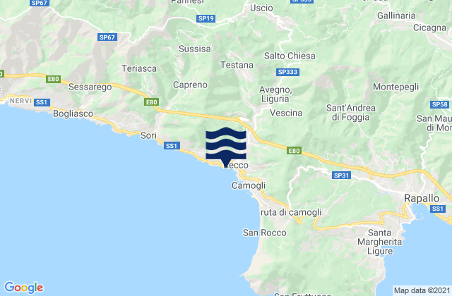 Avegno, Italyの潮見表地図