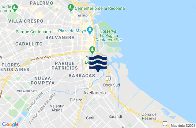 Avellaneda, Argentinaの潮見表地図