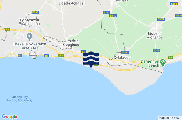 Avgórou, Cyprusの潮見表地図