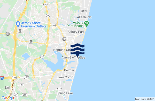 Avon-by-the-Sea, United Statesの潮見表地図