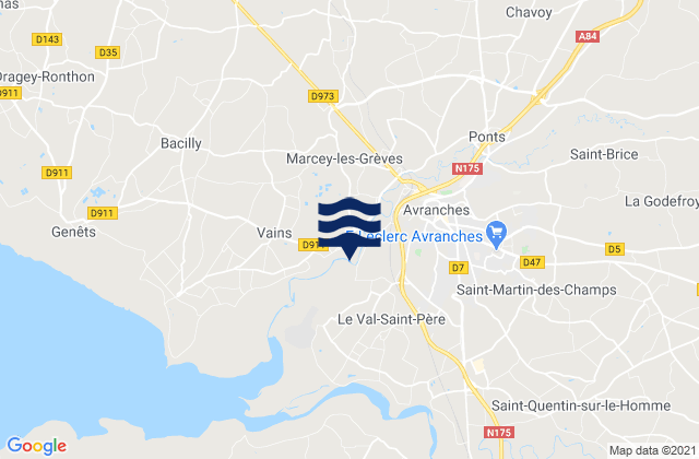 Avranches, Franceの潮見表地図