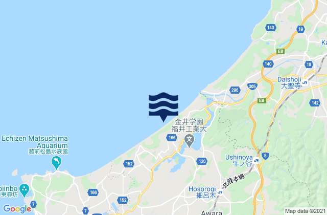 Awara-shi, Japanの潮見表地図