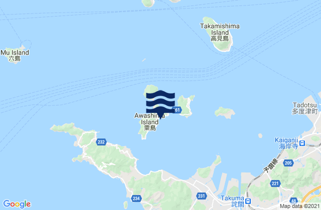Awashima Awa Shima, Japanの潮見表地図