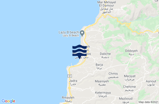 Awuali Rivermouth, Lebanonの潮見表地図