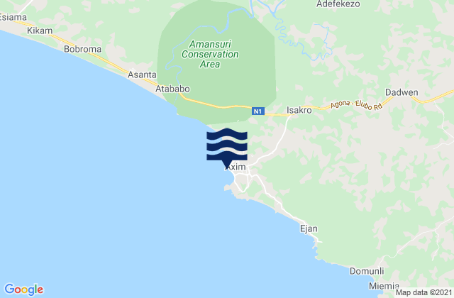 Axim, Ghanaの潮見表地図