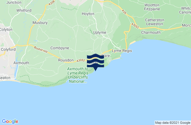 Axminster, United Kingdomの潮見表地図