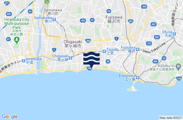 Ayase Shi, Japanの潮見表地図