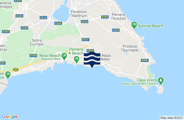 Ayia Napa, Cyprusの潮見表地図