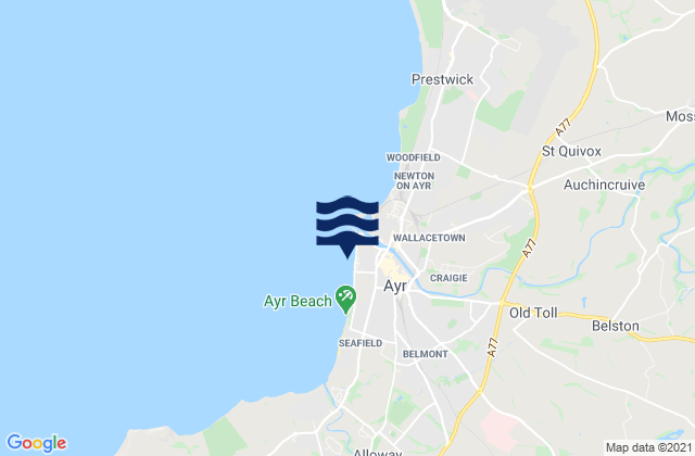 Ayr Beach, United Kingdomの潮見表地図