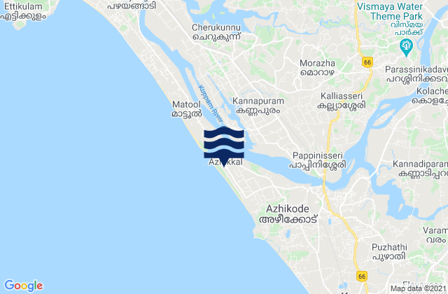 Azhikkal, Indiaの潮見表地図